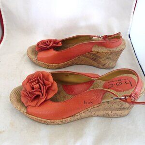 BOC coral cork Wedge sandals 8 39 flower leather Born Concept